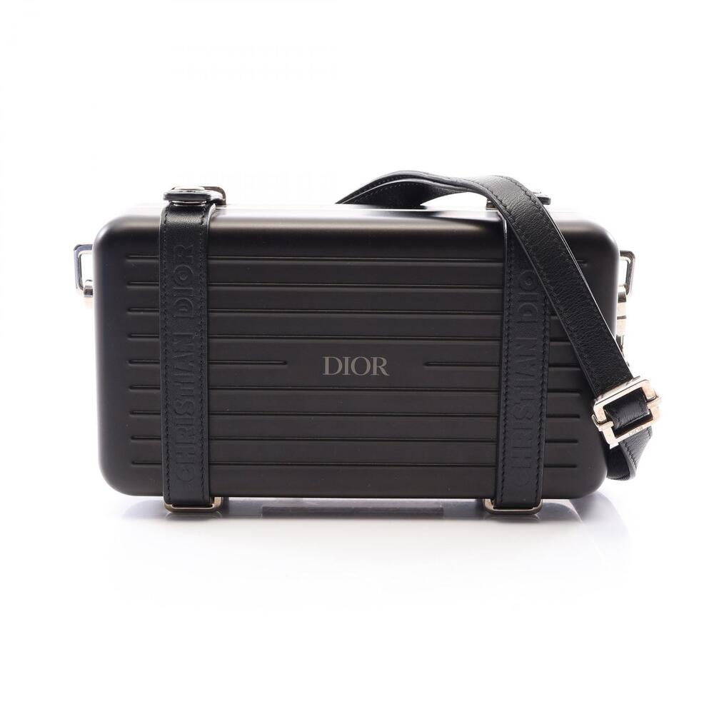 Christian Dior RIMOWA Clutch Bag Shoulder Leather Aluminum Black